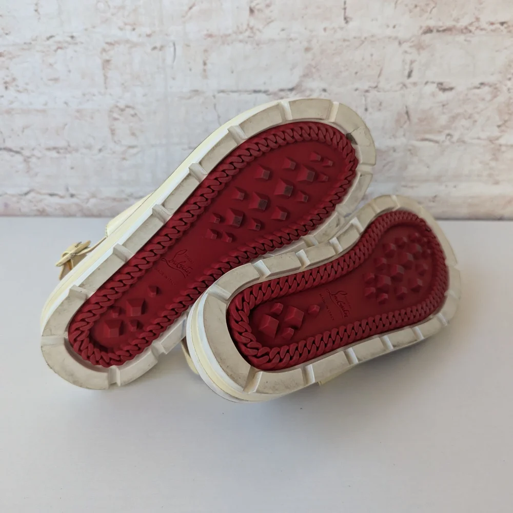 Christian Louboutin Cream Women's Sandals with Fringe - Picture 8 of 11